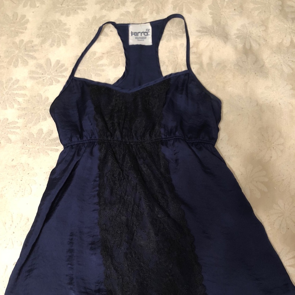 Navy silk tank top
